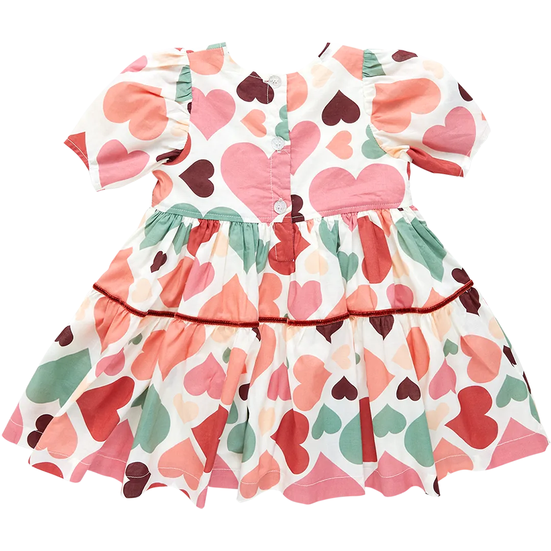Pink Chicken Girls Julesy Dress - Vintage Hearts