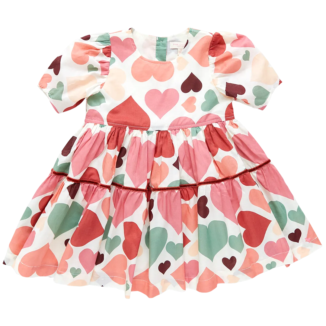 Pink Chicken Girls Julesy Dress - Vintage Hearts