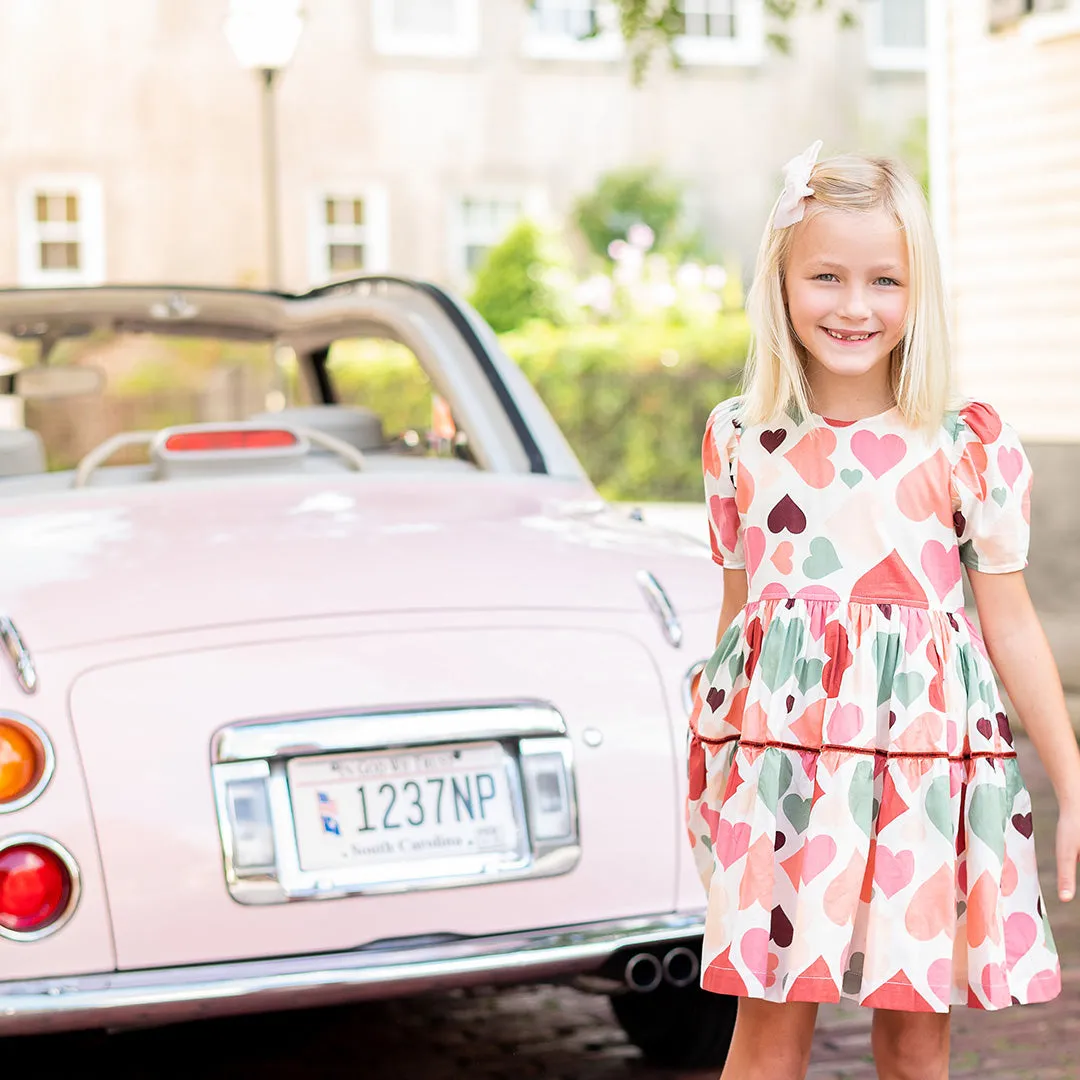 Pink Chicken Girls Julesy Dress - Vintage Hearts