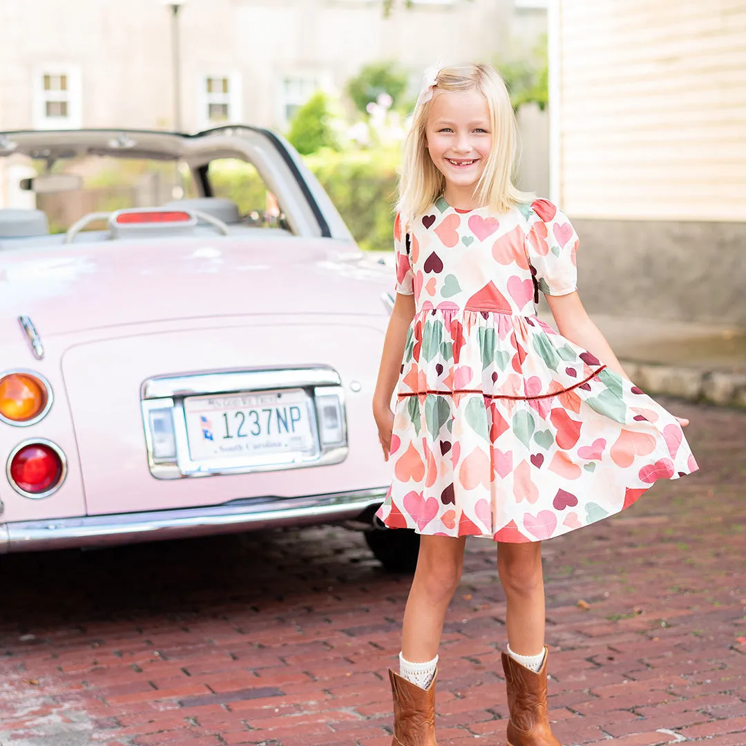 Pink Chicken Girls Julesy Dress - Vintage Hearts