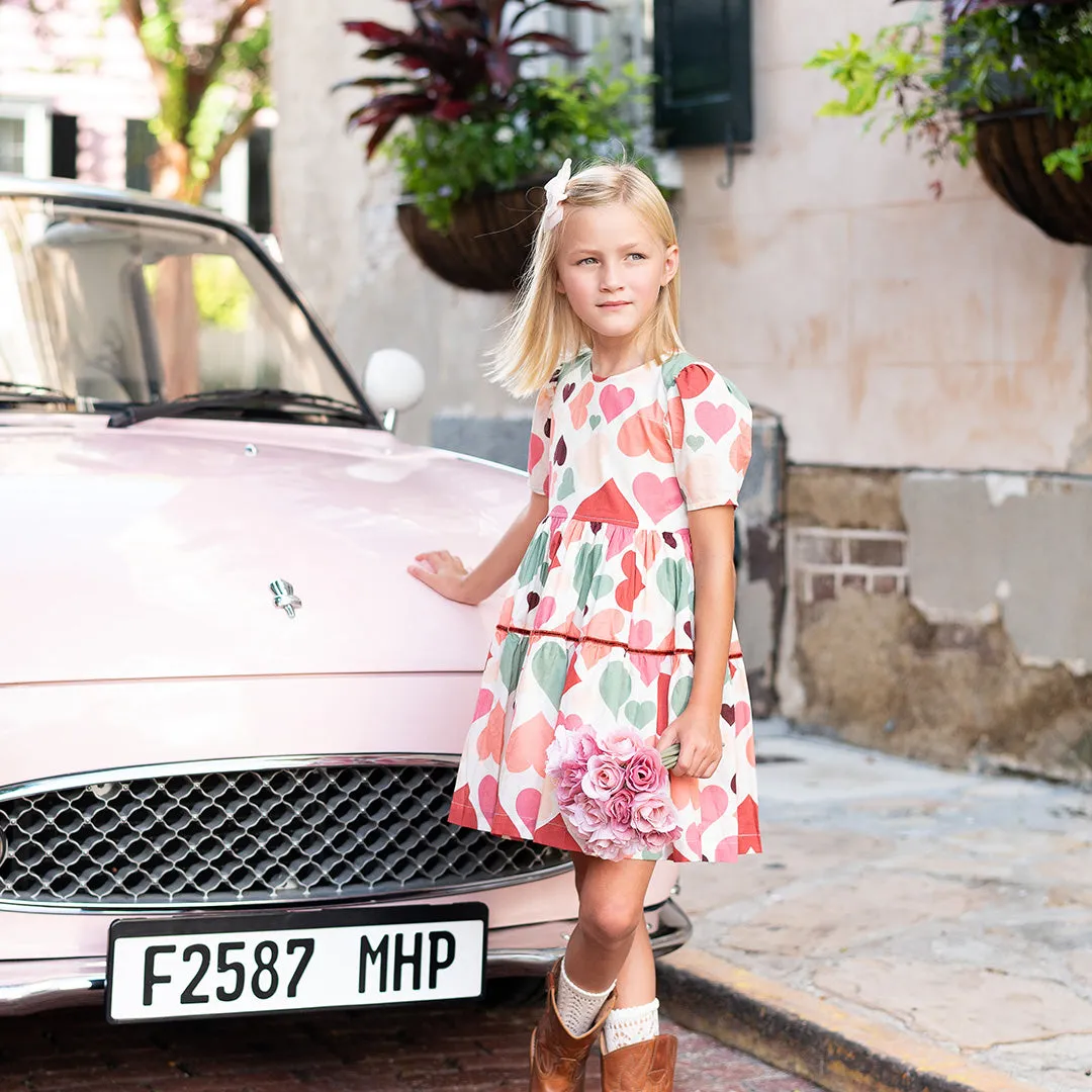 Pink Chicken Girls Julesy Dress - Vintage Hearts