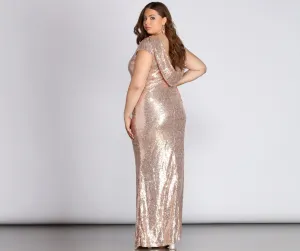 Plus Sivan Stylish Glam Sequin Dress