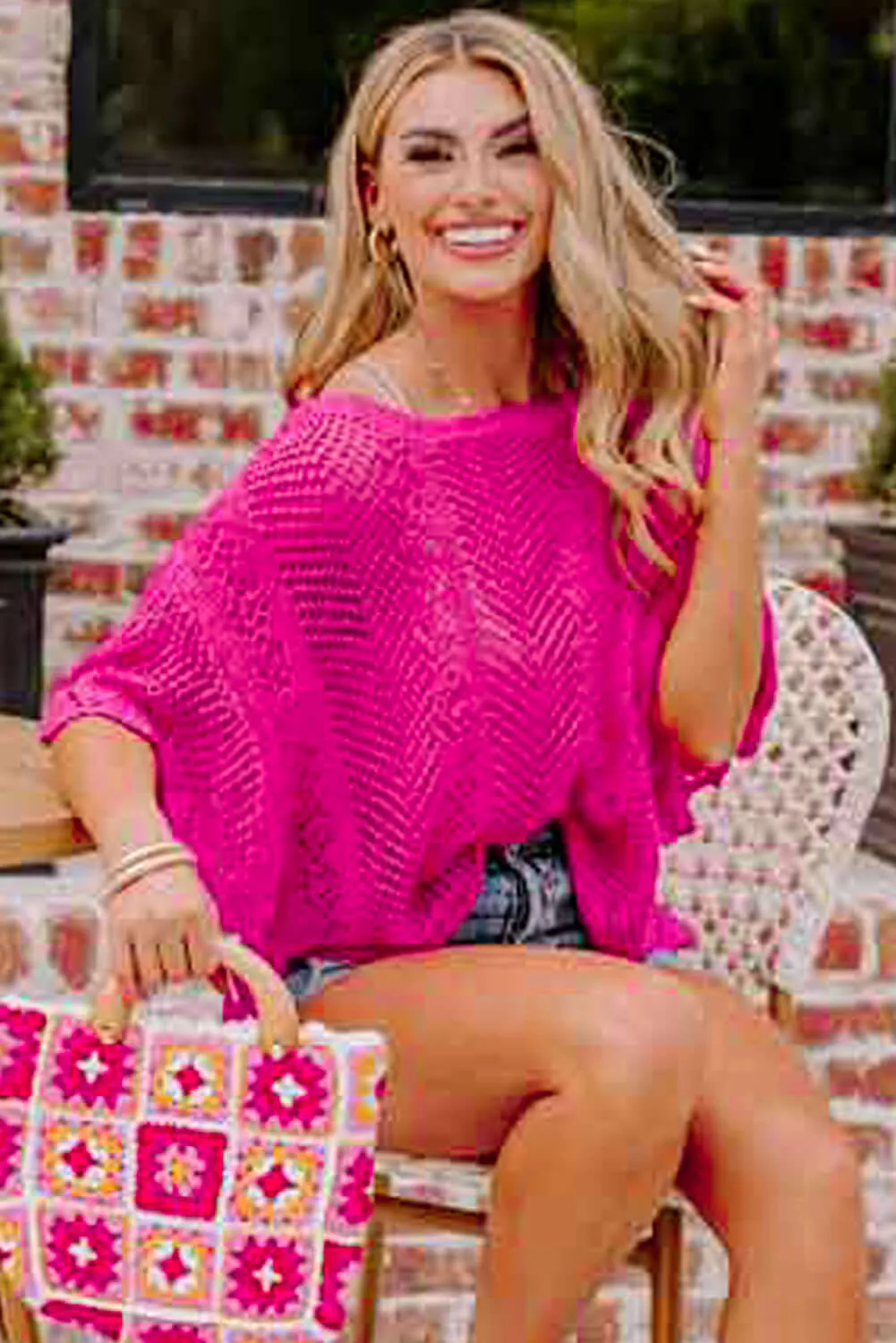 POINT OF GRACE SWEATER (hot pink)