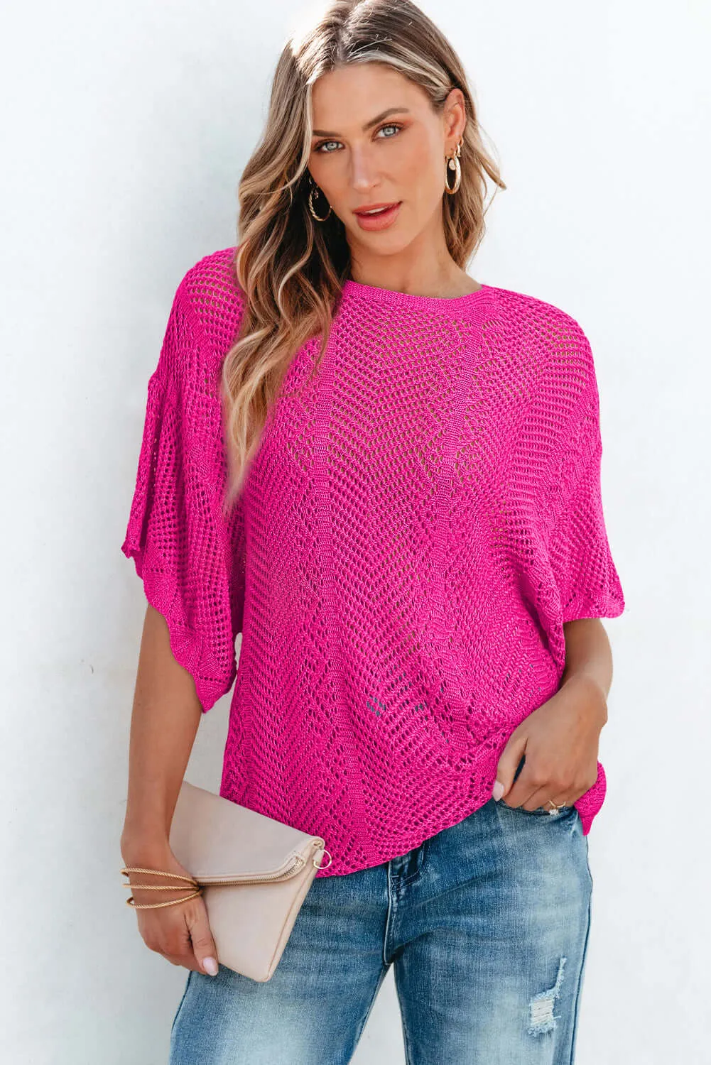 POINT OF GRACE SWEATER (hot pink)