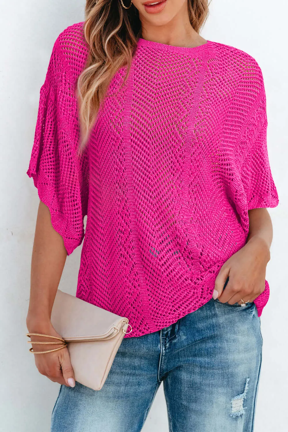 POINT OF GRACE SWEATER (hot pink)