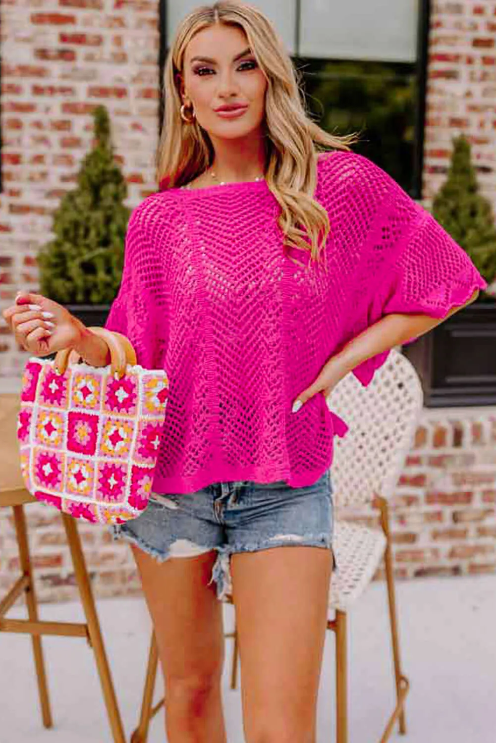 POINT OF GRACE SWEATER (hot pink)