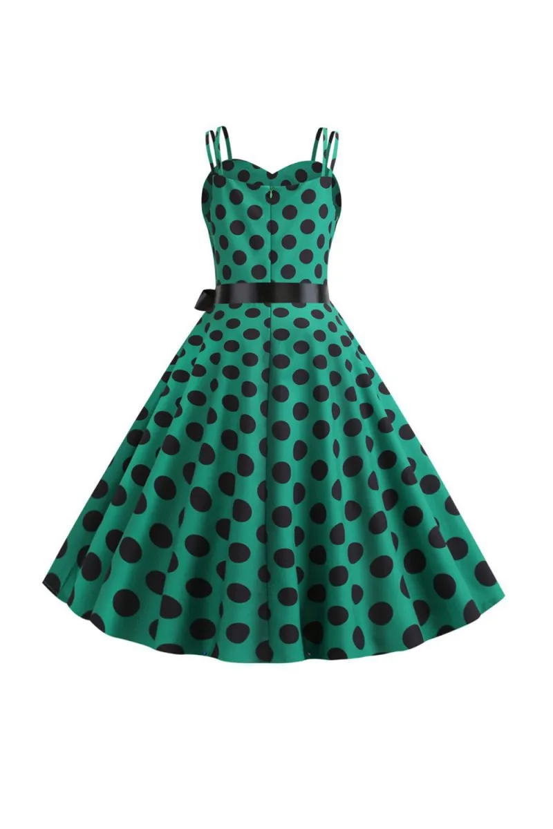 Polka Dots Spaghetti Straps 1950s Dresses with Bow