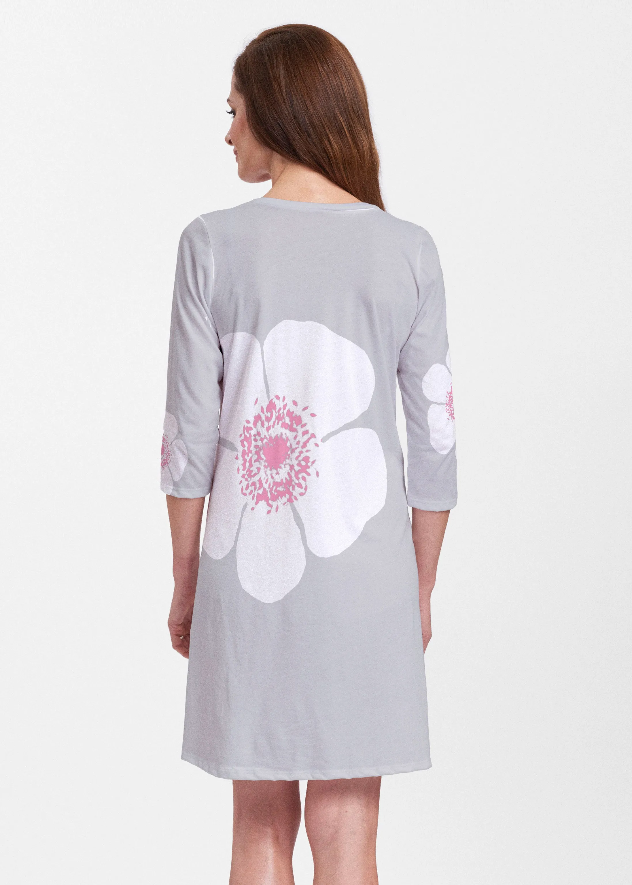 Poppy Grey (7016) ~ Classic V-neck Swing Dress
