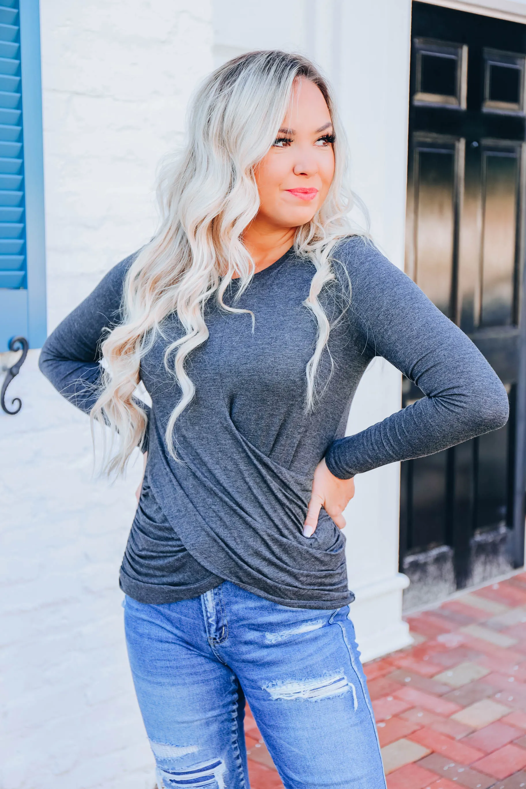 Positive Effect Ruched Top - Charcoal