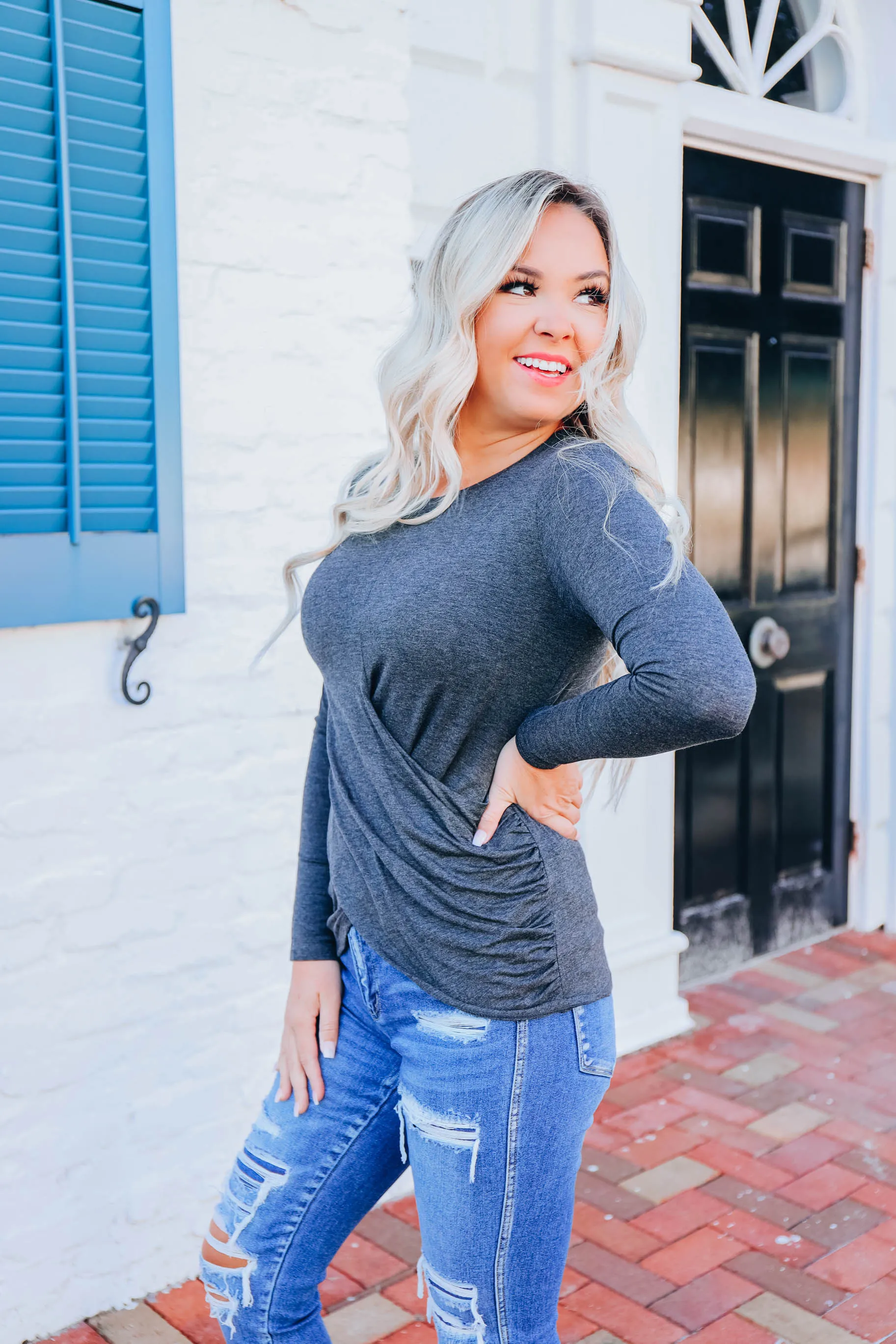 Positive Effect Ruched Top - Charcoal