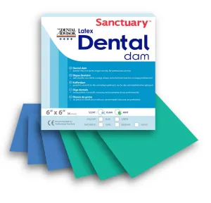Powder-Free Latex Green Dental Dam 6'' x 6'' 36 Sheets Mint