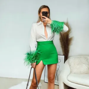 Precious Thing Long Sleeve Feather Blouse