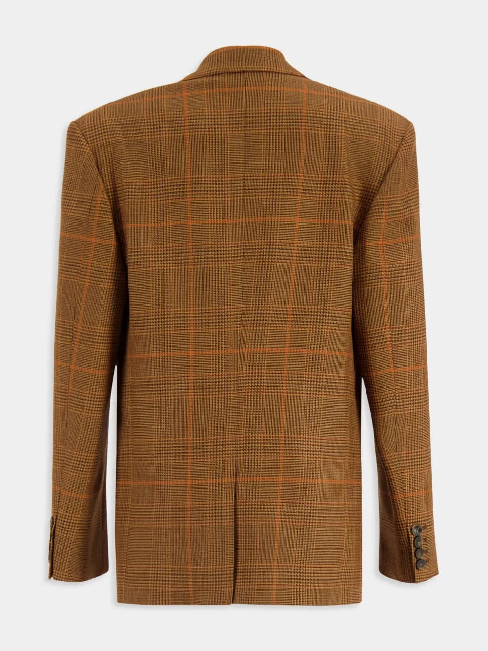 Prince Of Wales Check-Pattern Wool Oversized Blazer