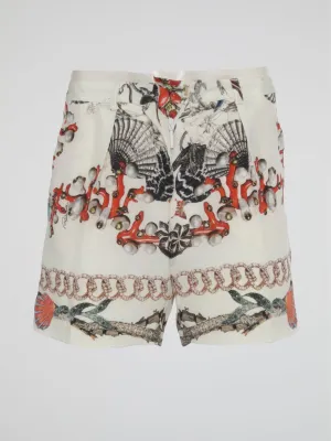 Printed Zip-Up Shorts