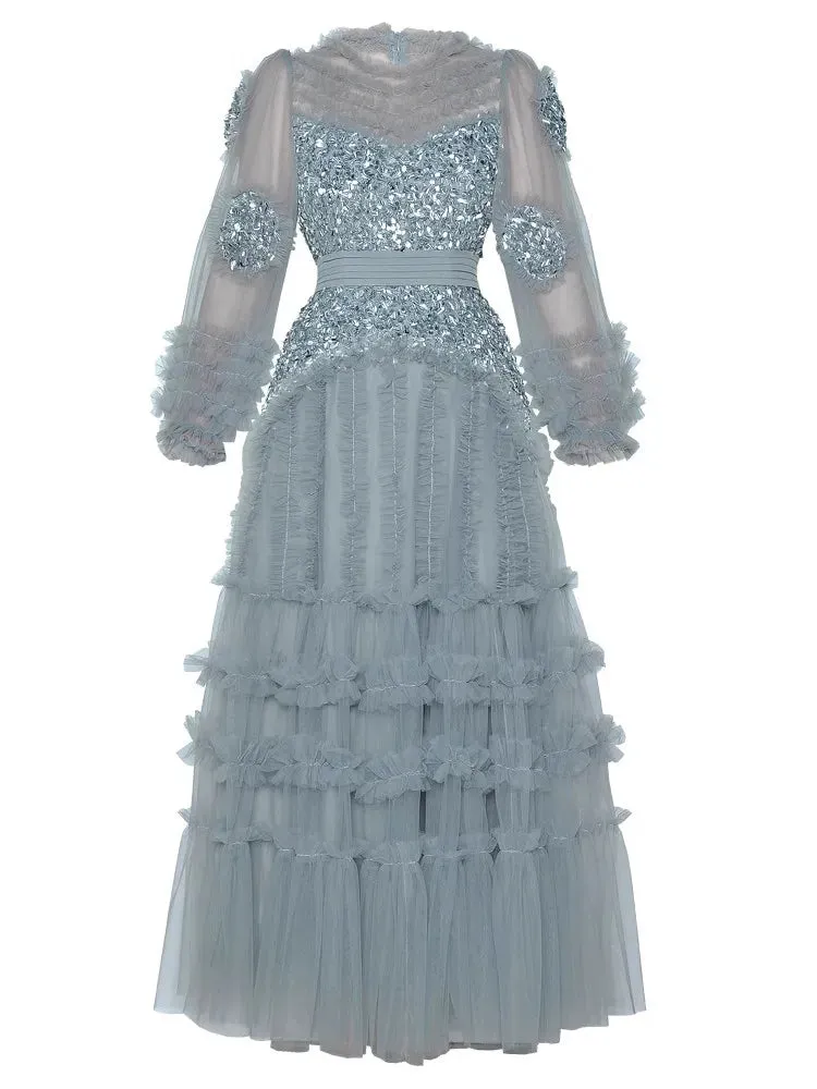 Priscilla Sequin Mesh Vintage Ball  Dress