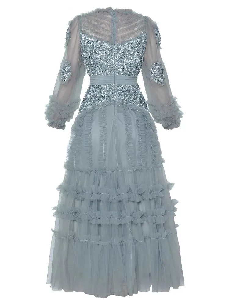 Priscilla Sequin Mesh Vintage Ball  Dress