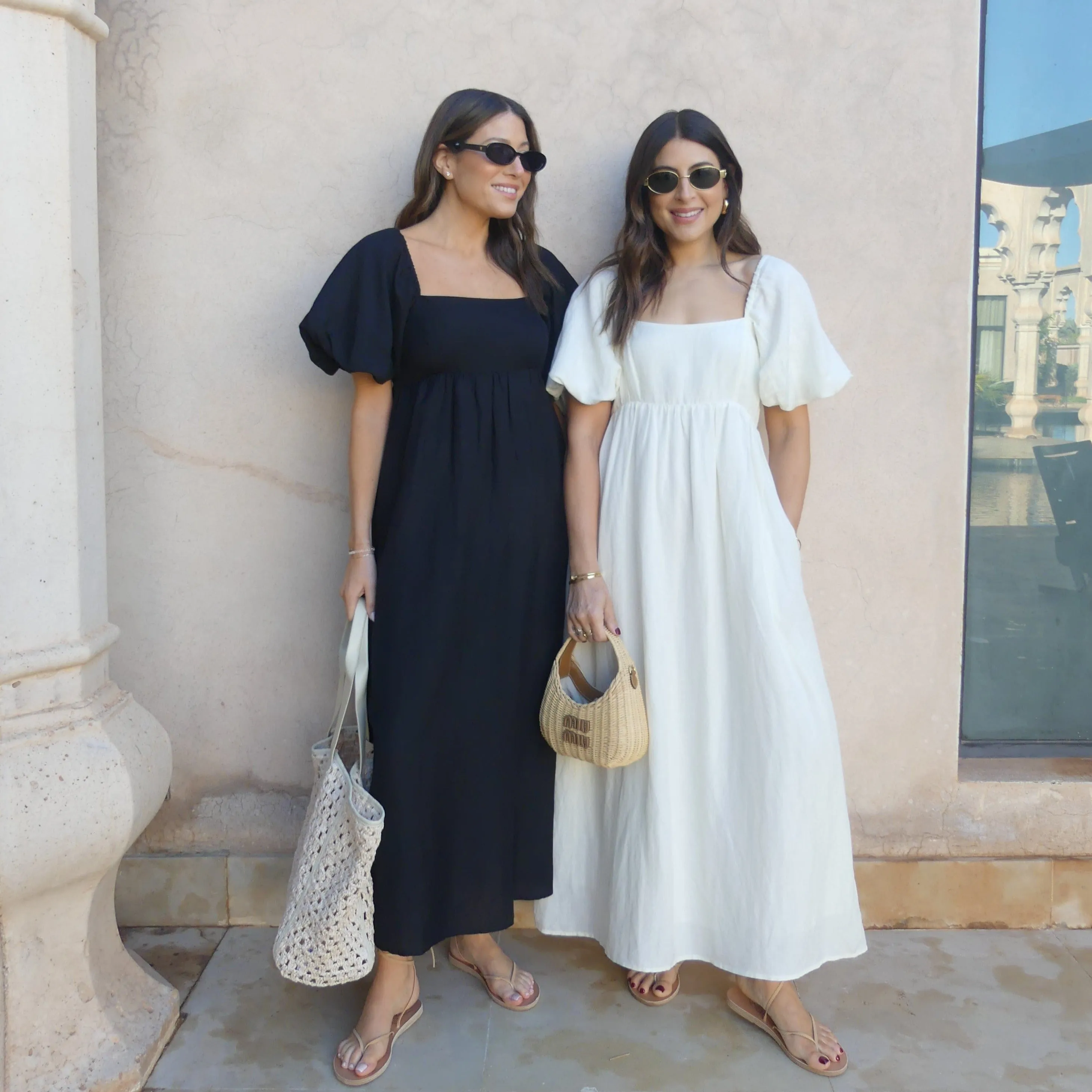 PUFF SLEEVE MIDI DRESS - BLACK