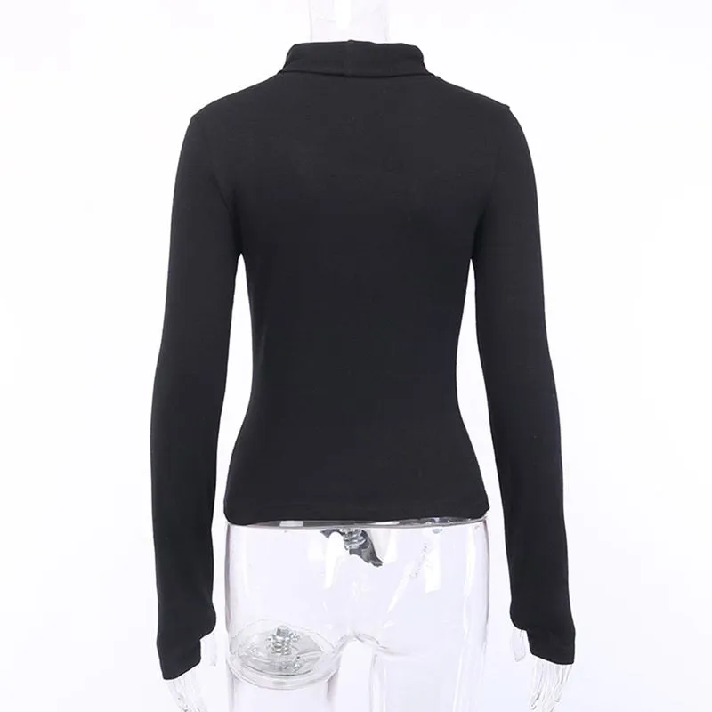 Punk Gothic Sexy Long Sleeved Top with Zippers