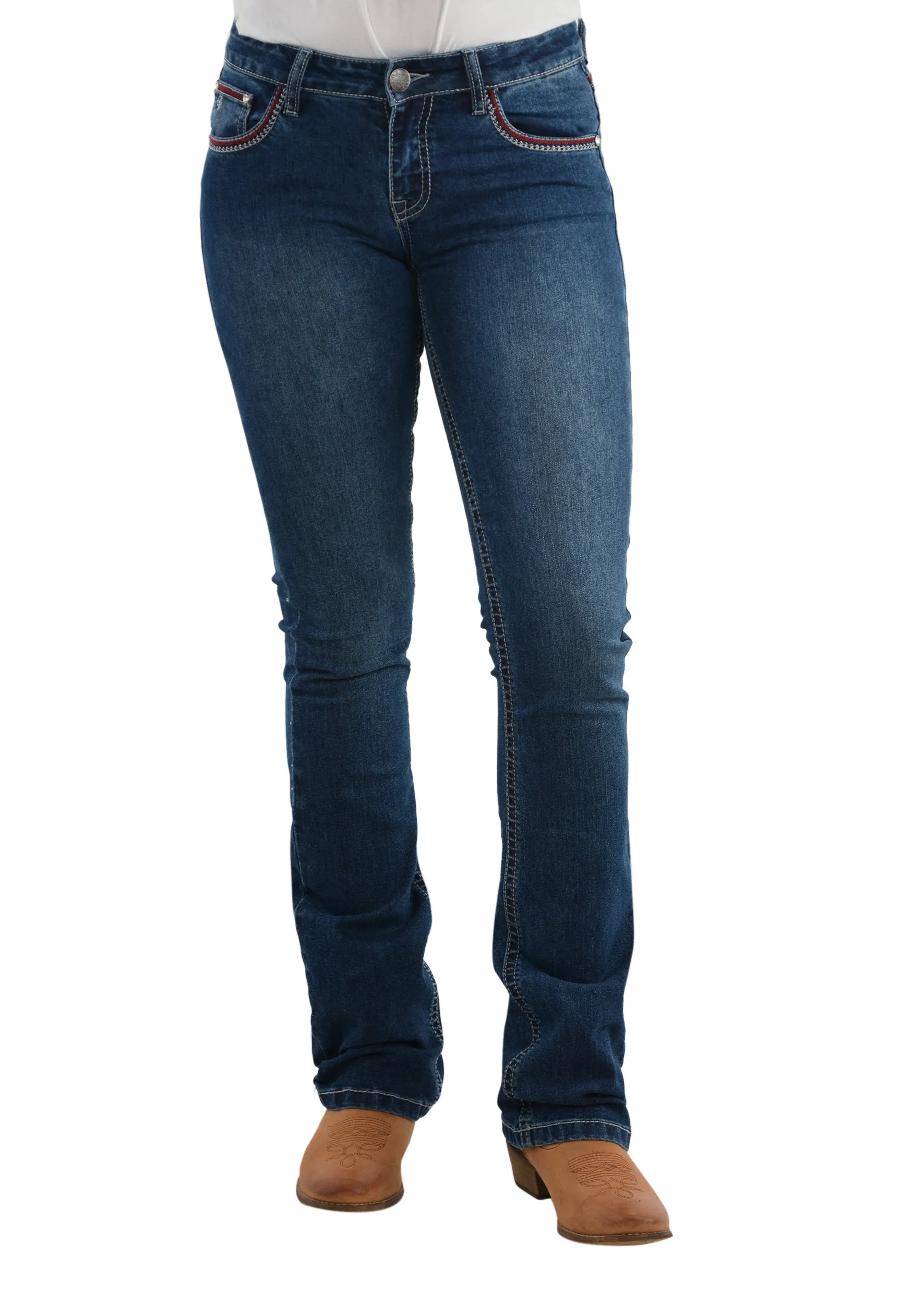 Pure Western Steph Boot Cut Ladies Jeans Old Indigo