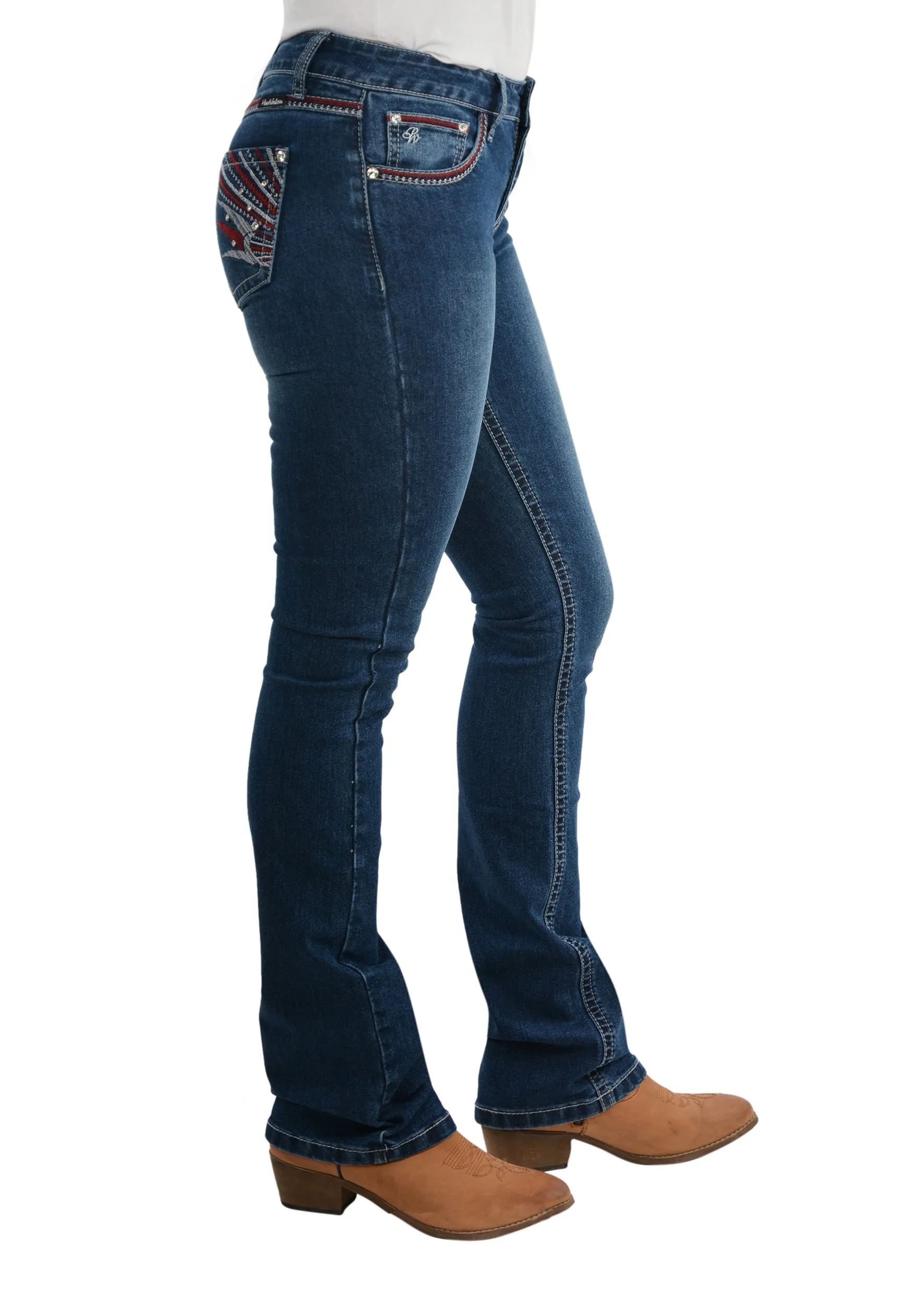 Pure Western Steph Boot Cut Ladies Jeans Old Indigo