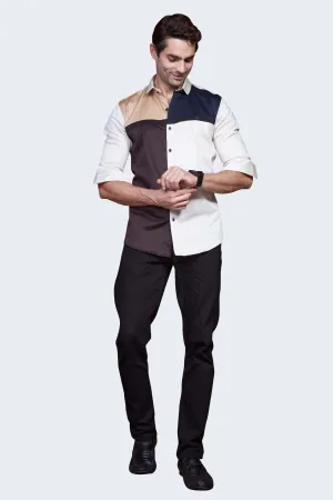 QUAD COLOR GRAY PARTY WEAR SHIRT