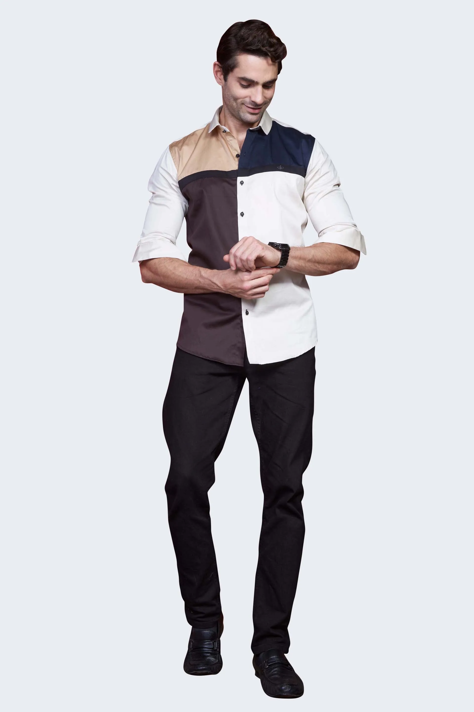 QUAD COLOR GRAY PARTY WEAR SHIRT