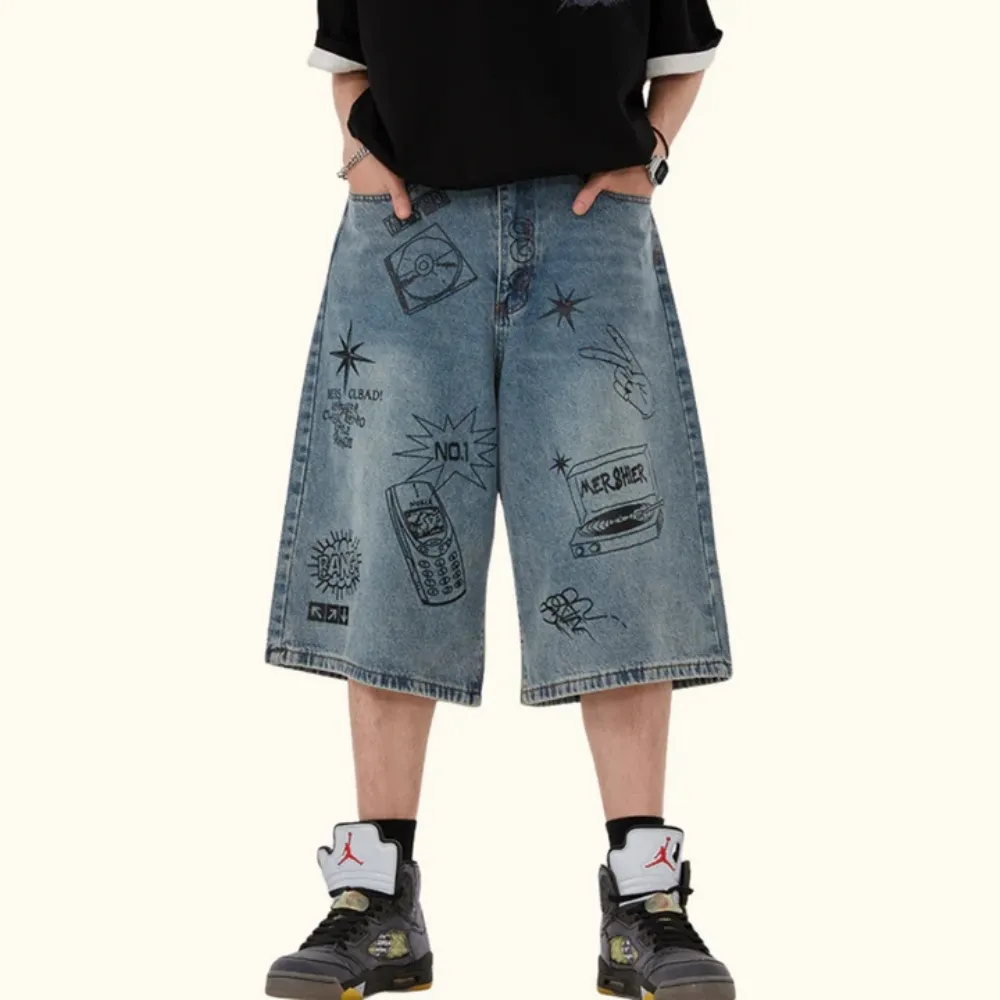"Street Graffiti Denim" Shorts