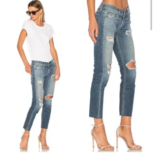 Rag &amp; Bone Dre destroyed capri jeans in dark wash EUC size 28