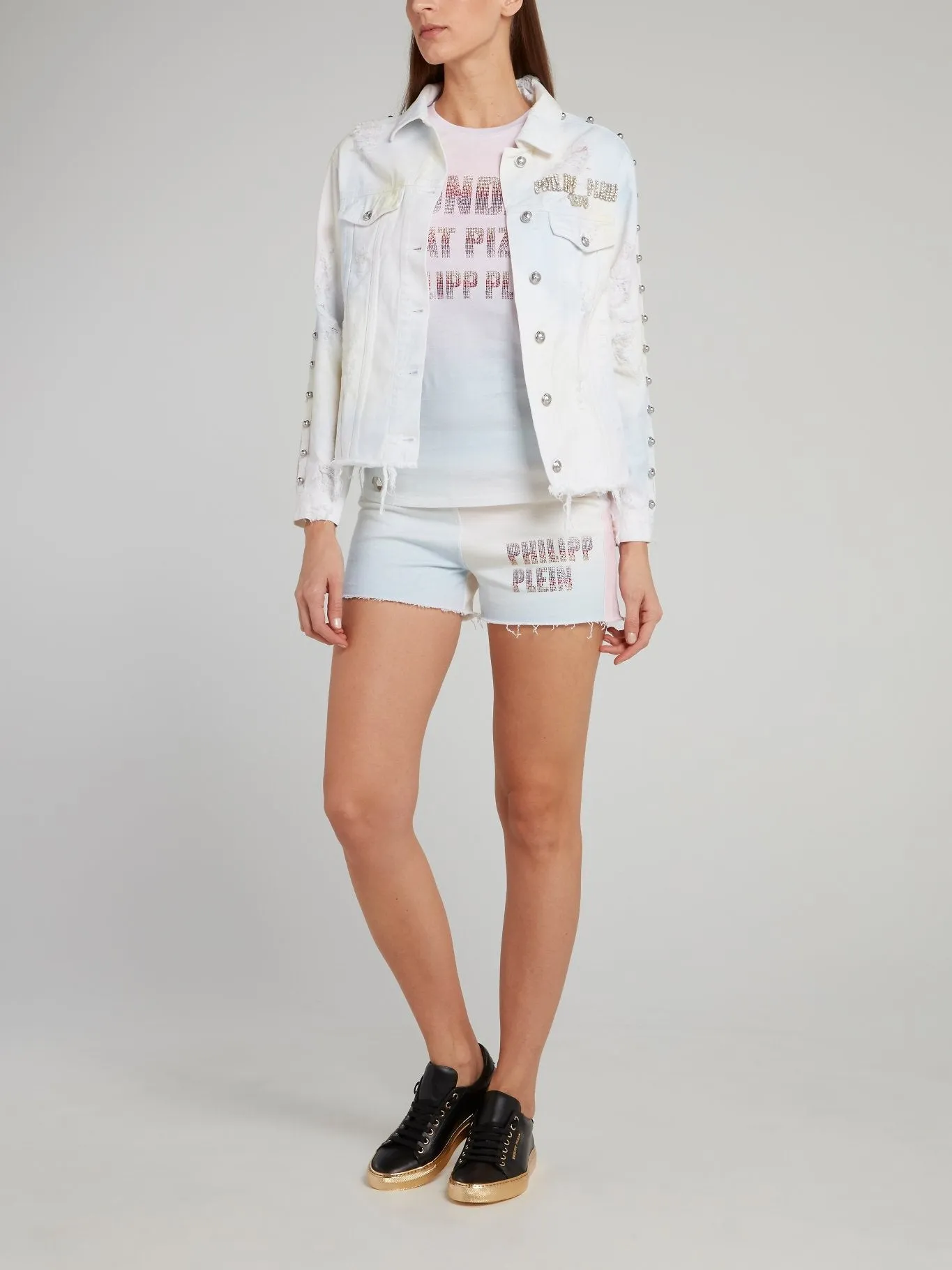 Rainbow Frayed Logo Jogging Shorts
