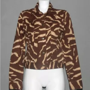 Ralph Lauren Brown Zebra Print Soft L Denim Jacket  MSRP $159 DISCONTINUED Nice