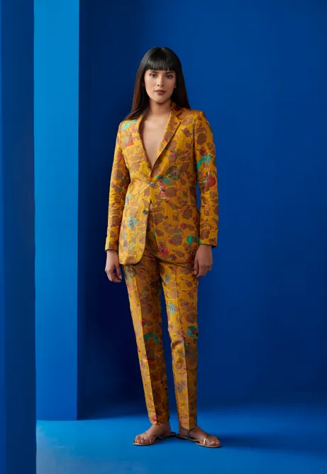 Rana Blazer Silk Brocade Mustard