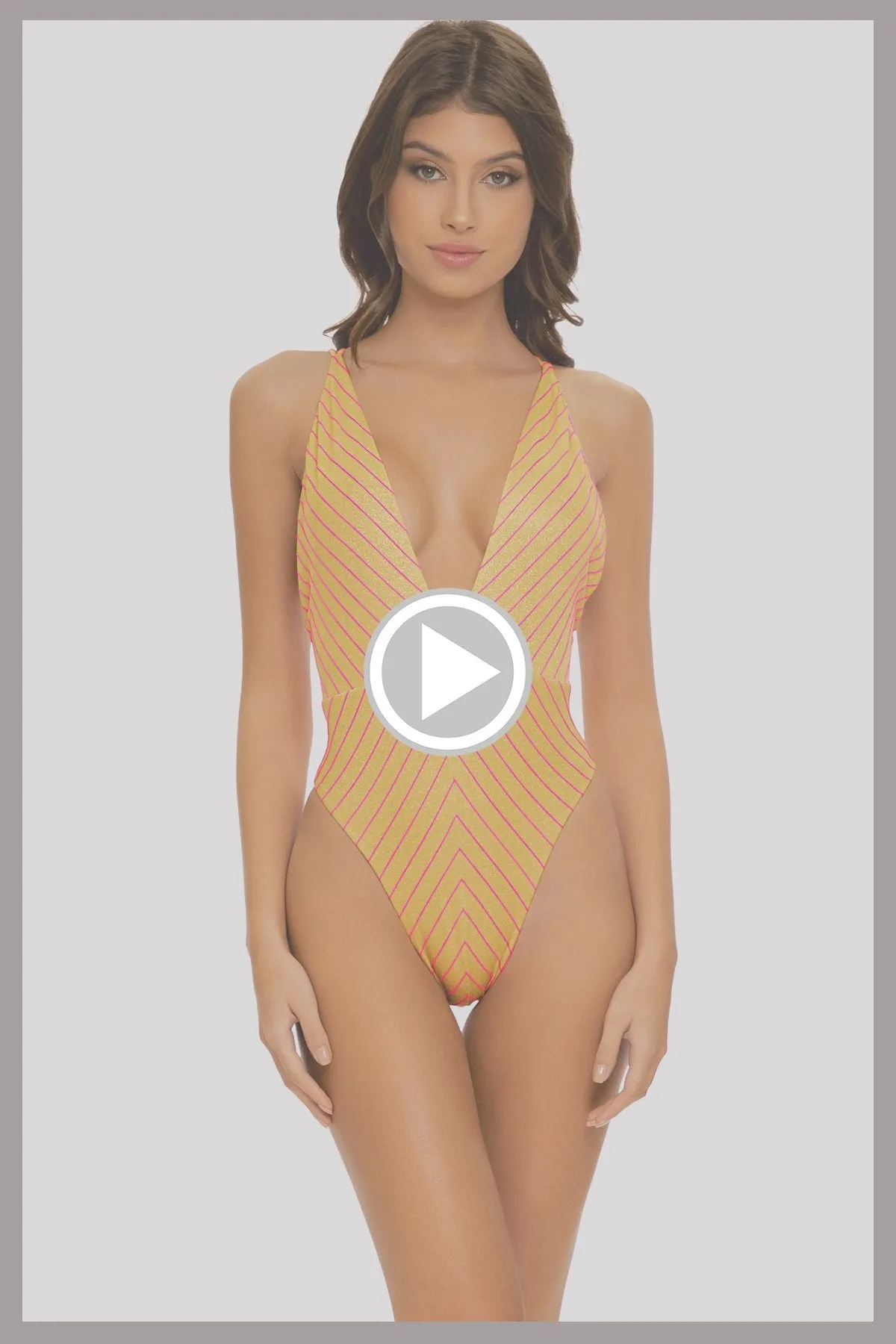 REBEL GLAM - Deep V Crossed Back One Piece • Disco Gold Runway