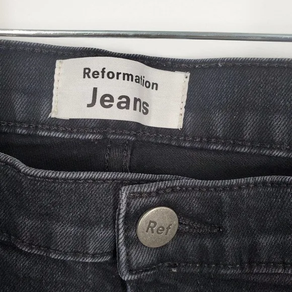 Reformation women SZ 31 High Skinny Faded Black Destroyed Casual Rocker Jeans