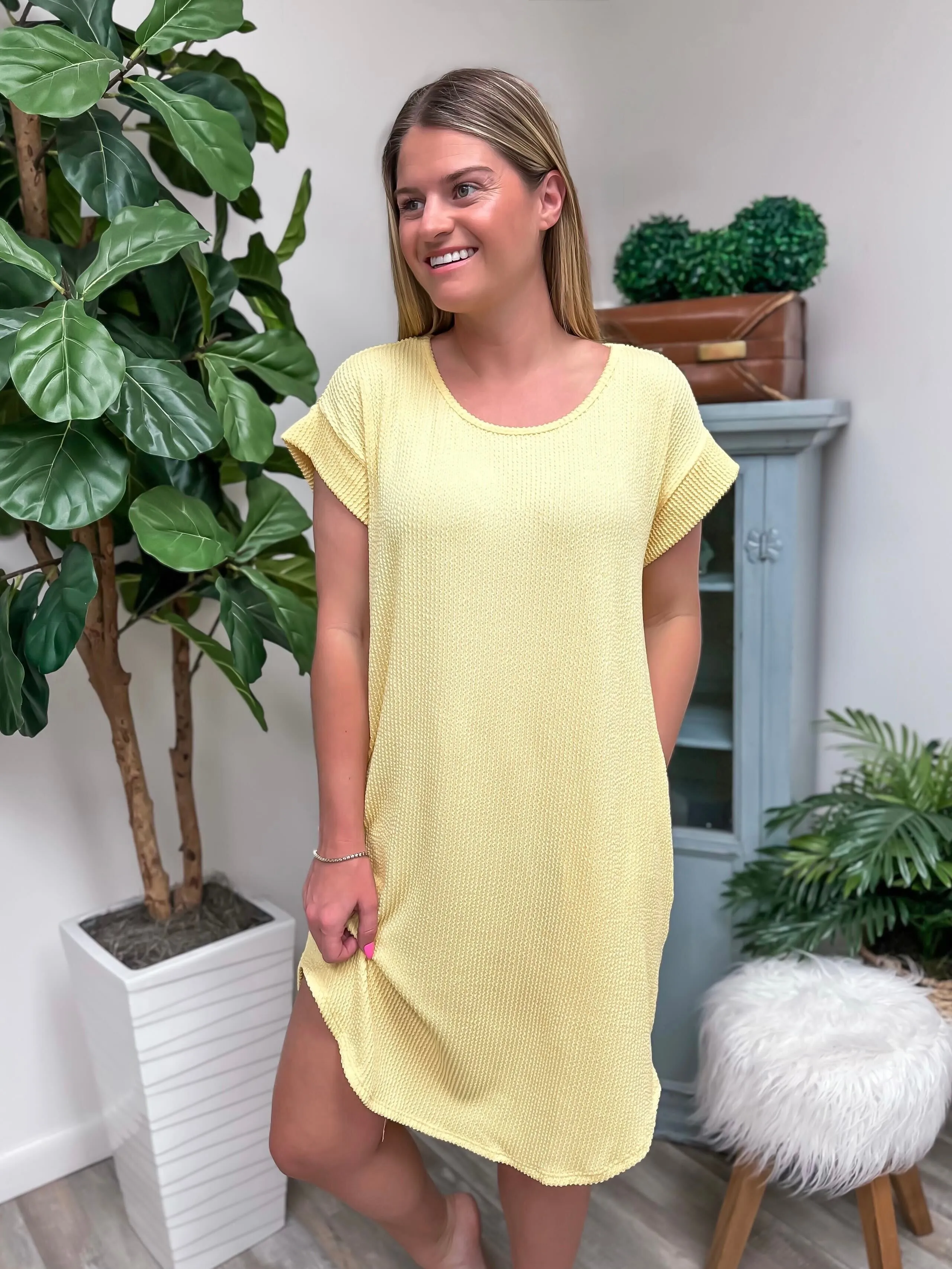 Relaxed Cap Sleeve Midi Dress - Banana by Sew In Love