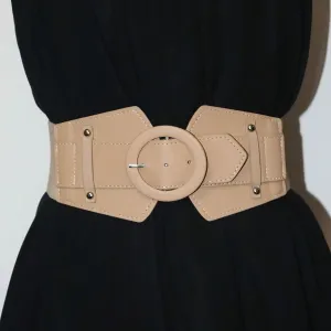 Retro Elastic Wide Belt with Needle Buckle for Women