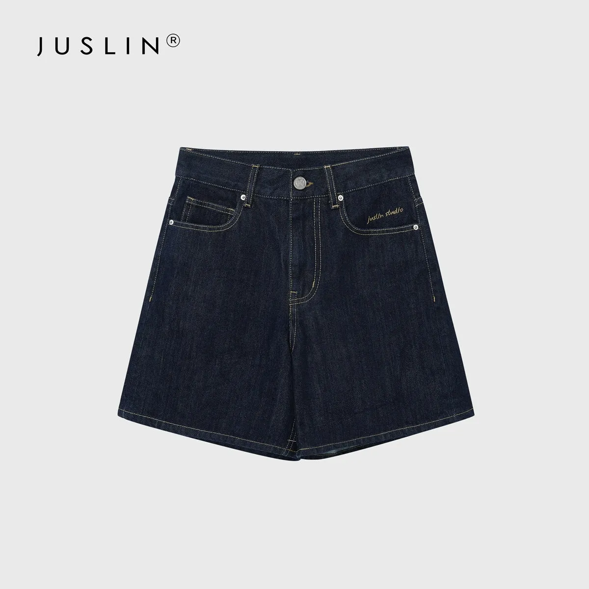 Retro High-Waist Denim Shorts