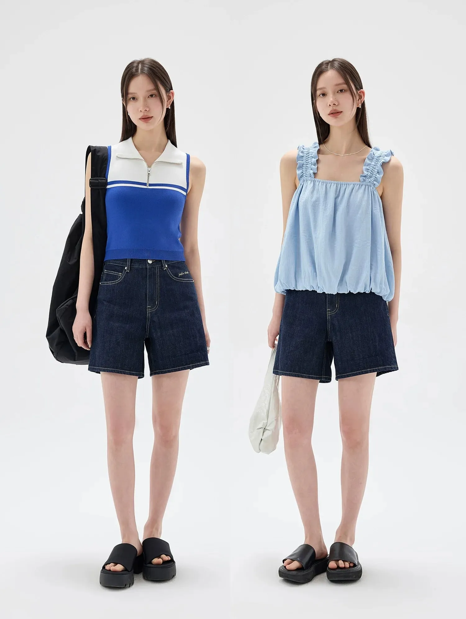 Retro High-Waist Denim Shorts