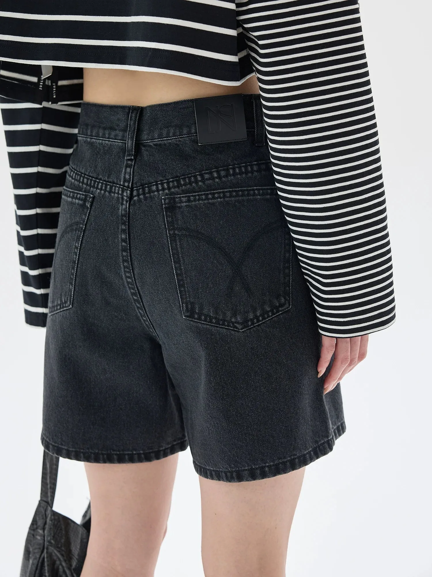 Retro High-Waist Denim Shorts