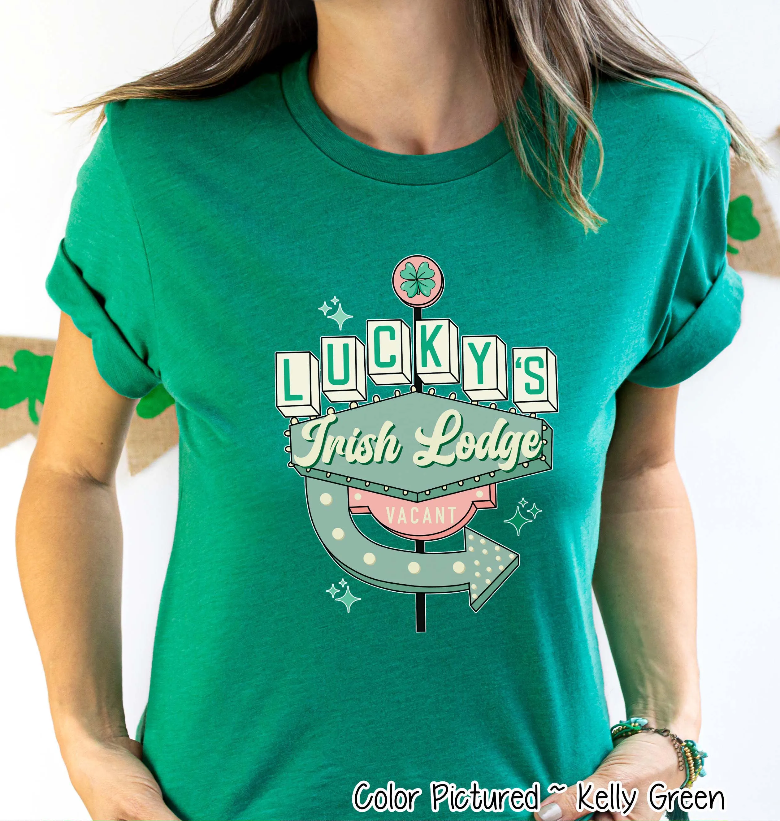 Retro Luckys Irish Lodge St Patricks Day Tee or Sweatshirt