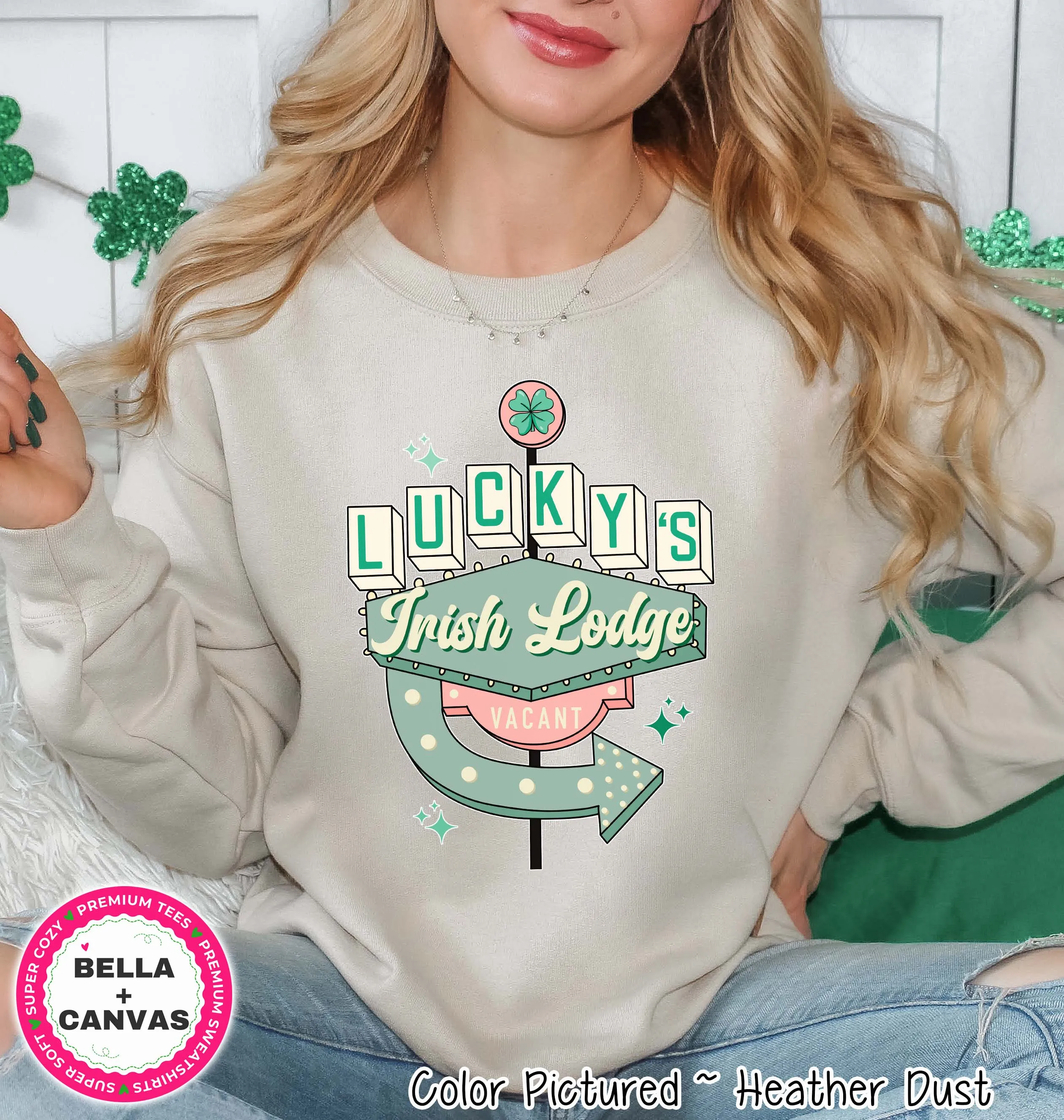 Retro Luckys Irish Lodge St Patricks Day Tee or Sweatshirt