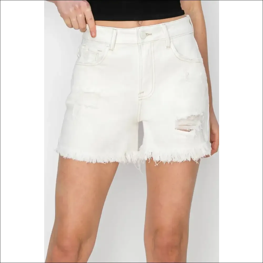 RISEN High Waist Ripped Denim Shorts