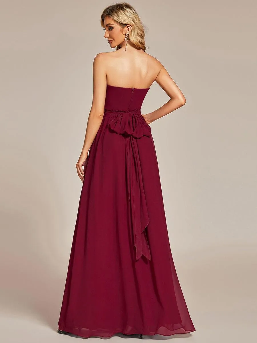 Robe demoiselle d'honneur multi-positions froncée en mousseline