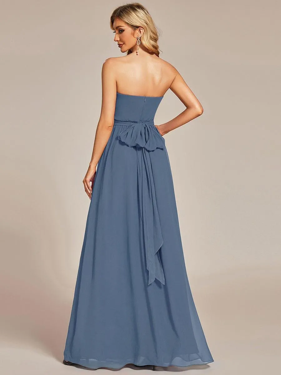Robe demoiselle d'honneur multi-positions froncée en mousseline