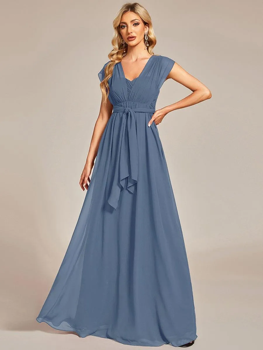 Robe demoiselle d'honneur multi-positions froncée en mousseline