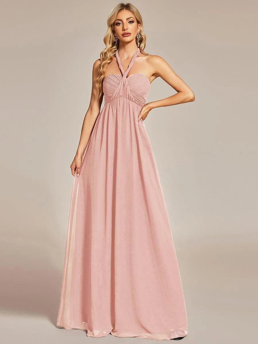 Robe demoiselle d'honneur multi-positions froncée en mousseline