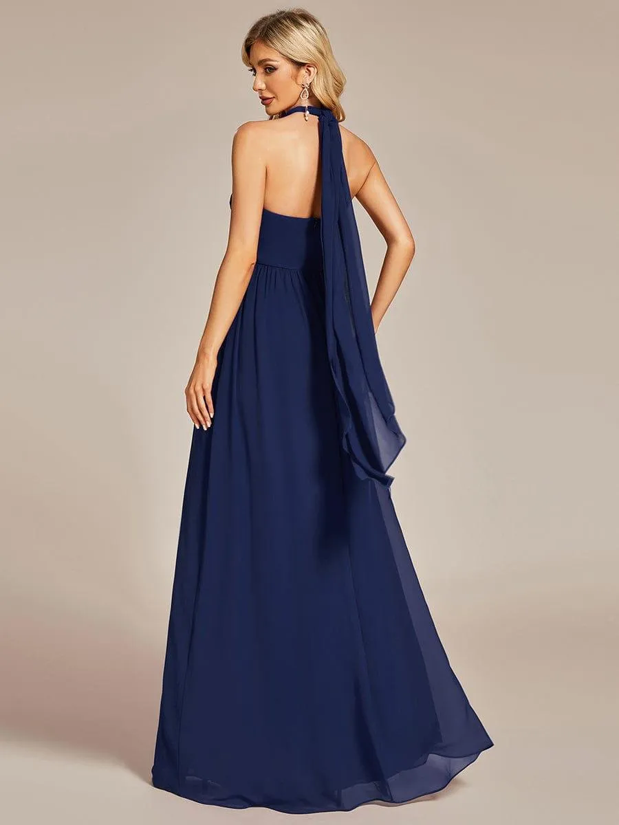 Robe demoiselle d'honneur multi-positions froncée en mousseline