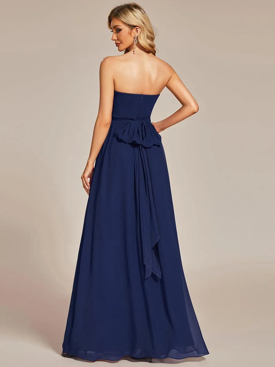 Robe demoiselle d'honneur multi-positions froncée en mousseline