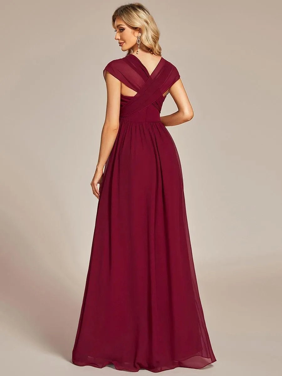 Robe demoiselle d'honneur multi-positions froncée en mousseline