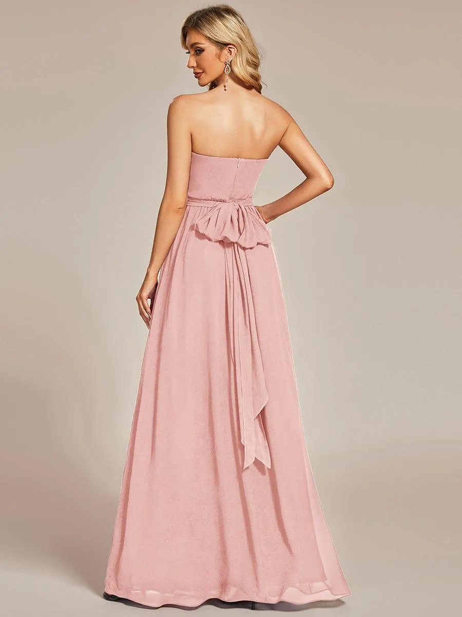 Robe demoiselle d'honneur multi-positions froncée en mousseline