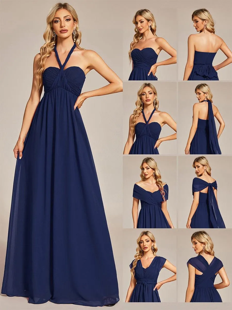 Robe demoiselle d'honneur multi-positions froncée en mousseline